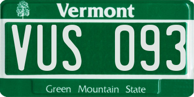 VT license plate VUS093