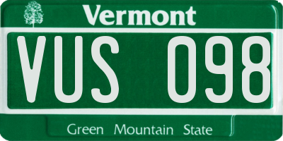 VT license plate VUS098