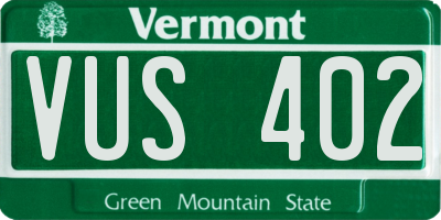 VT license plate VUS402