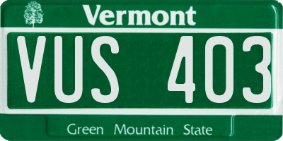 VT license plate VUS403