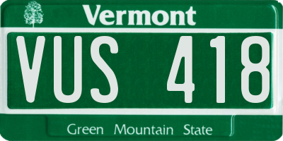 VT license plate VUS418