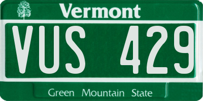VT license plate VUS429