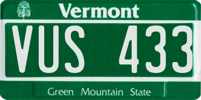 VT license plate VUS433