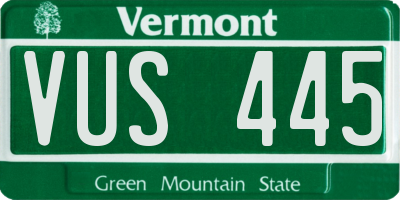 VT license plate VUS445