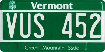 VT license plate VUS452