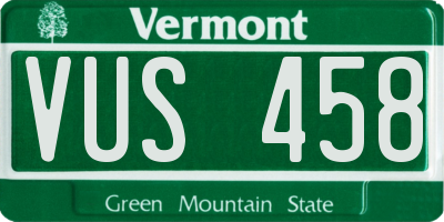 VT license plate VUS458