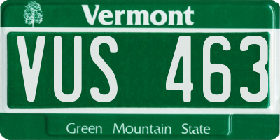 VT license plate VUS463