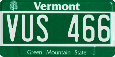 VT license plate VUS466