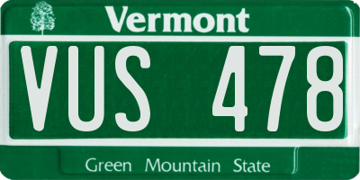 VT license plate VUS478