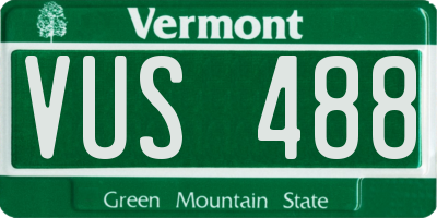 VT license plate VUS488