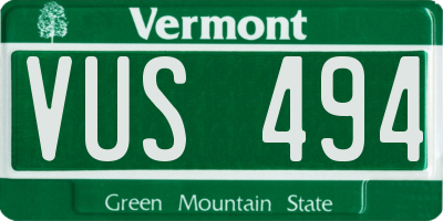 VT license plate VUS494