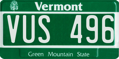 VT license plate VUS496