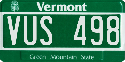 VT license plate VUS498