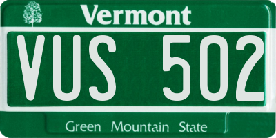VT license plate VUS502