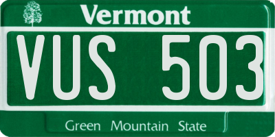VT license plate VUS503