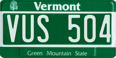 VT license plate VUS504