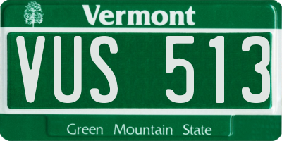 VT license plate VUS513