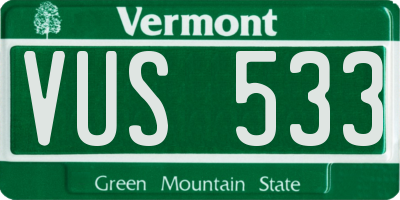 VT license plate VUS533