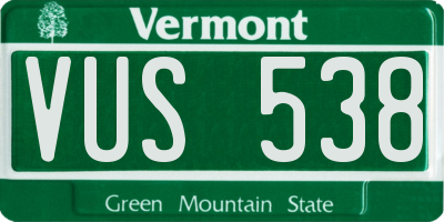 VT license plate VUS538