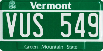 VT license plate VUS549