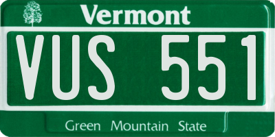 VT license plate VUS551
