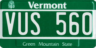 VT license plate VUS560