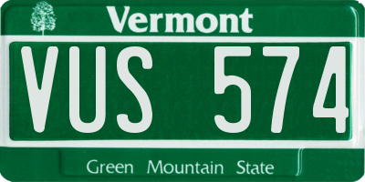 VT license plate VUS574