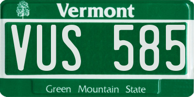 VT license plate VUS585