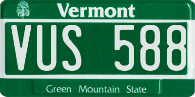 VT license plate VUS588
