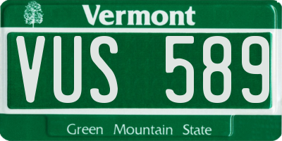 VT license plate VUS589
