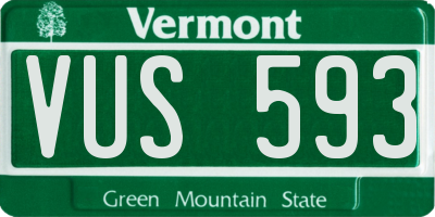 VT license plate VUS593