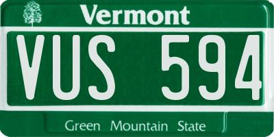 VT license plate VUS594