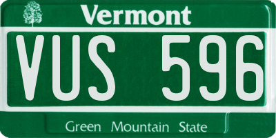 VT license plate VUS596