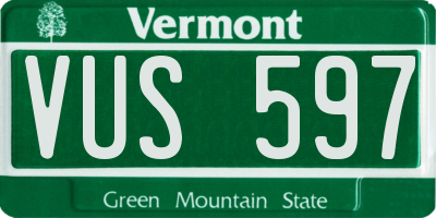 VT license plate VUS597