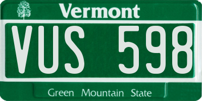 VT license plate VUS598