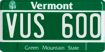 VT license plate VUS600