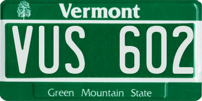 VT license plate VUS602