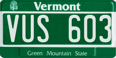 VT license plate VUS603