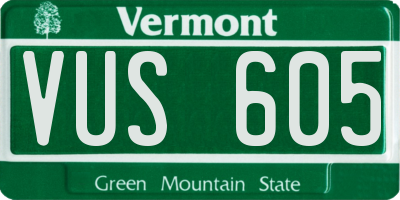 VT license plate VUS605