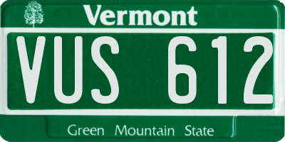VT license plate VUS612