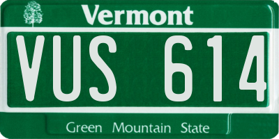 VT license plate VUS614
