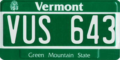 VT license plate VUS643