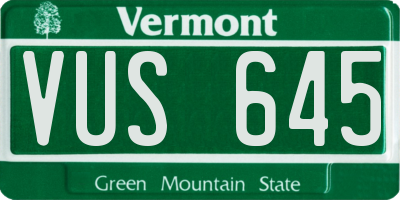 VT license plate VUS645