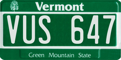 VT license plate VUS647