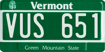 VT license plate VUS651