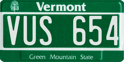VT license plate VUS654