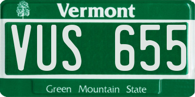VT license plate VUS655