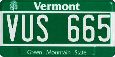 VT license plate VUS665
