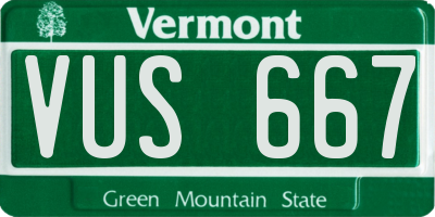 VT license plate VUS667
