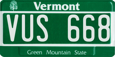 VT license plate VUS668